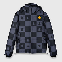 Куртка зимняя мужская Синяя шахматная доска, цвет: 3D-черный