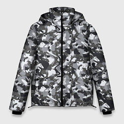 Куртка зимняя мужская Пиксельный камуфляж серого цвета, цвет: 3D-черный
