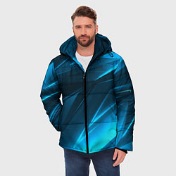 Куртка зимняя мужская Geometry stripes neon color, цвет: 3D-светло-серый — фото 2