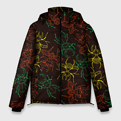 Куртка зимняя мужская Разноцветные жуки носороги, цвет: 3D-светло-серый