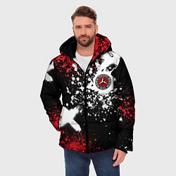 Куртка зимняя мужская Мерседес на фоне граффити и брызг красок, цвет: 3D-черный — фото 2