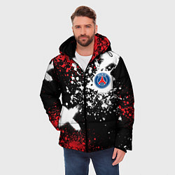 Куртка зимняя мужская Пари Сен-Жермен на фоне граффити и брызг красок, цвет: 3D-красный — фото 2