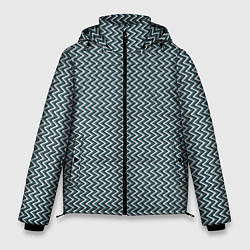 Куртка зимняя мужская Треугольные полосы бело-бирюзовый, цвет: 3D-светло-серый