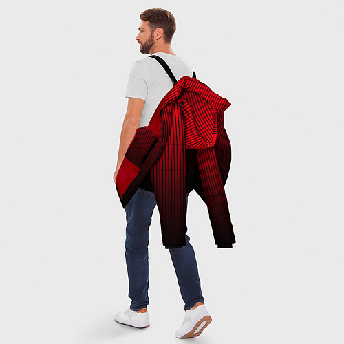 Мужская зимняя куртка Красно-чёрный градиент в полоску / 3D-Красный – фото 5