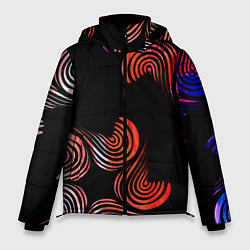 Куртка зимняя мужская Чёрные звёзды и завихрения, цвет: 3D-светло-серый
