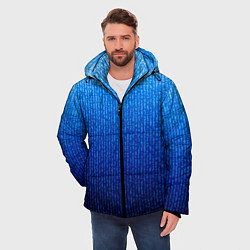 Куртка зимняя мужская Сине-голубой в вертикальную полоску, цвет: 3D-черный — фото 2