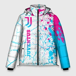 Куртка зимняя мужская Juventus neon gradient style по-вертикали, цвет: 3D-черный