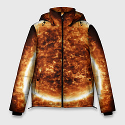 Куртка зимняя мужская Пылающее солнце крупным планом, цвет: 3D-черный