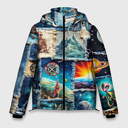 Куртка зимняя мужская Разнообразие миров - пэчворк, цвет: 3D-светло-серый