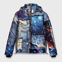 Куртка зимняя мужская Звездный небосвод - пэчворк, цвет: 3D-черный