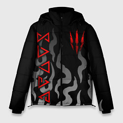 Куртка зимняя мужская Ведьмак- языки пламени, цвет: 3D-красный