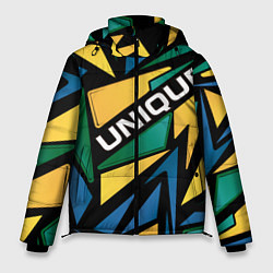 Мужская зимняя куртка Разноцветный геометрический узор - уникальный