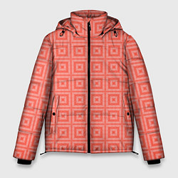 Куртка зимняя мужская Кораллового цвета геометрический клетчатый узор, цвет: 3D-красный