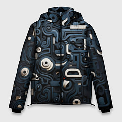 Куртка зимняя мужская Паттерн-узор из толстых линий, цвет: 3D-черный