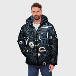 Куртка зимняя мужская Паттерн-узор из толстых линий, цвет: 3D-светло-серый — фото 2