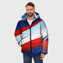 Куртка зимняя мужская Волнистая абстракция в стиле минимализм, цвет: 3D-красный — фото 2
