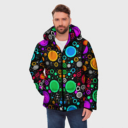 Куртка зимняя мужская Разноцветные круги, цвет: 3D-красный — фото 2