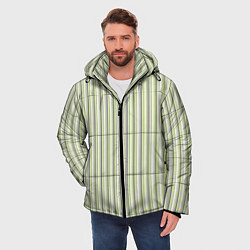 Куртка зимняя мужская Светлый серо-зелёный полосатый, цвет: 3D-черный — фото 2