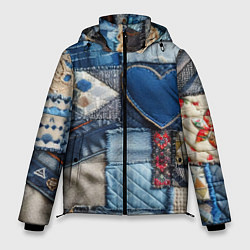 Куртка зимняя мужская Джинсовый пэчворк - нейросеть, цвет: 3D-светло-серый