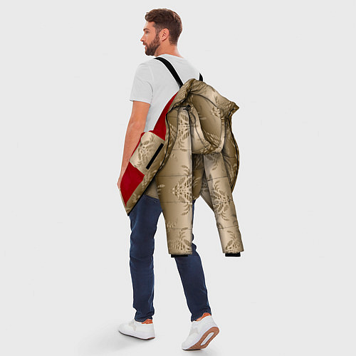 Мужская зимняя куртка Коричневый градиент с узором / 3D-Красный – фото 5