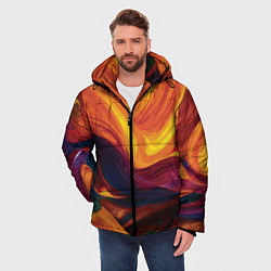 Куртка зимняя мужская Цветная абстракция colorful, цвет: 3D-красный — фото 2
