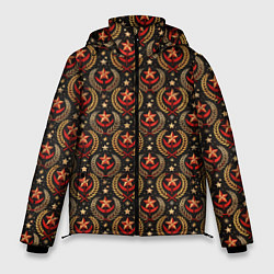 Куртка зимняя мужская Паттерн СССР черный фон, цвет: 3D-светло-серый