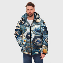 Куртка зимняя мужская Пэчворк с авиацией, цвет: 3D-черный — фото 2