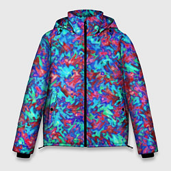 Куртка зимняя мужская Красно-голубая абстракция, цвет: 3D-черный