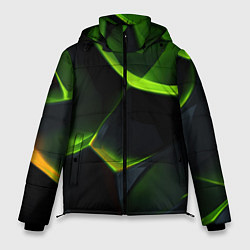 Куртка зимняя мужская Green neon abstract geometry, цвет: 3D-светло-серый
