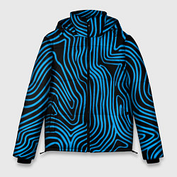 Куртка зимняя мужская Синие линии узор, цвет: 3D-черный