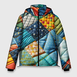 Куртка зимняя мужская Лоскутное одеяло - пэчворк, цвет: 3D-черный