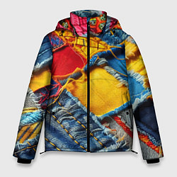 Куртка зимняя мужская Colorful denim patchwork - ai art, цвет: 3D-светло-серый