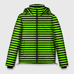 Куртка зимняя мужская Кислотный зелёный в чёрную полоску, цвет: 3D-черный