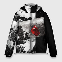 Куртка зимняя мужская День победы 9 мая коллаж из фронтовых моментов, цвет: 3D-черный