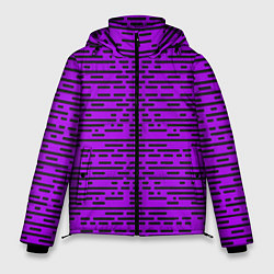 Куртка зимняя мужская Чёрные полосы на фиолетовом фоне, цвет: 3D-светло-серый
