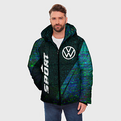 Куртка зимняя мужская Volkswagen sport glitch blue, цвет: 3D-черный — фото 2