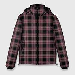 Куртка зимняя мужская Чёрно-розовый клетчатый, цвет: 3D-черный