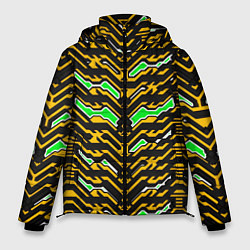 Куртка зимняя мужская Агрессивный чёрно-жёлтый паттерн, цвет: 3D-светло-серый