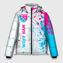 Куртка зимняя мужская West Ham neon gradient style по-вертикали, цвет: 3D-черный