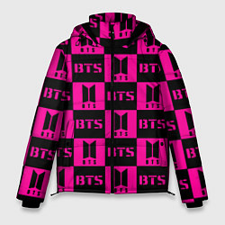 Куртка зимняя мужская BTS pattern pink logo, цвет: 3D-светло-серый