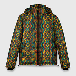 Куртка зимняя мужская Яркий африканский узор, цвет: 3D-черный