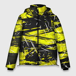Куртка зимняя мужская Yellow geometry - спортивный узор, цвет: 3D-черный