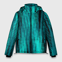 Куртка зимняя мужская Бирюзовый абстрактные полосы, цвет: 3D-черный
