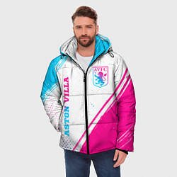 Куртка зимняя мужская Aston Villa neon gradient style вертикально, цвет: 3D-черный — фото 2