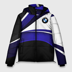 Куртка зимняя мужская BMW Logotype - blue waves, цвет: 3D-светло-серый