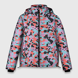 Куртка зимняя мужская Неоновый пиксельный камуфляжный паттерн, цвет: 3D-красный