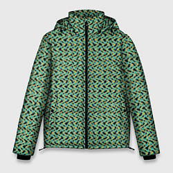 Куртка зимняя мужская Изумрудный волнистые линии, цвет: 3D-черный