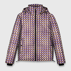 Куртка зимняя мужская Сине-бежевый текстурированный квадраты-рябь, цвет: 3D-черный
