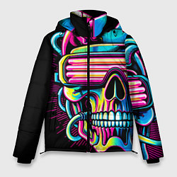 Мужская зимняя куртка Cyber skull - ai art neon