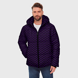 Куртка зимняя мужская Чёрно-фиолетовый ломаные полосы, цвет: 3D-черный — фото 2